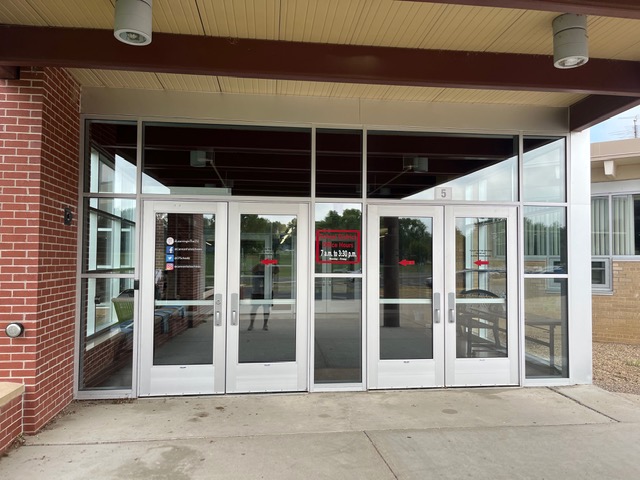 School entry doors window cleaning by ADL Custom Tint